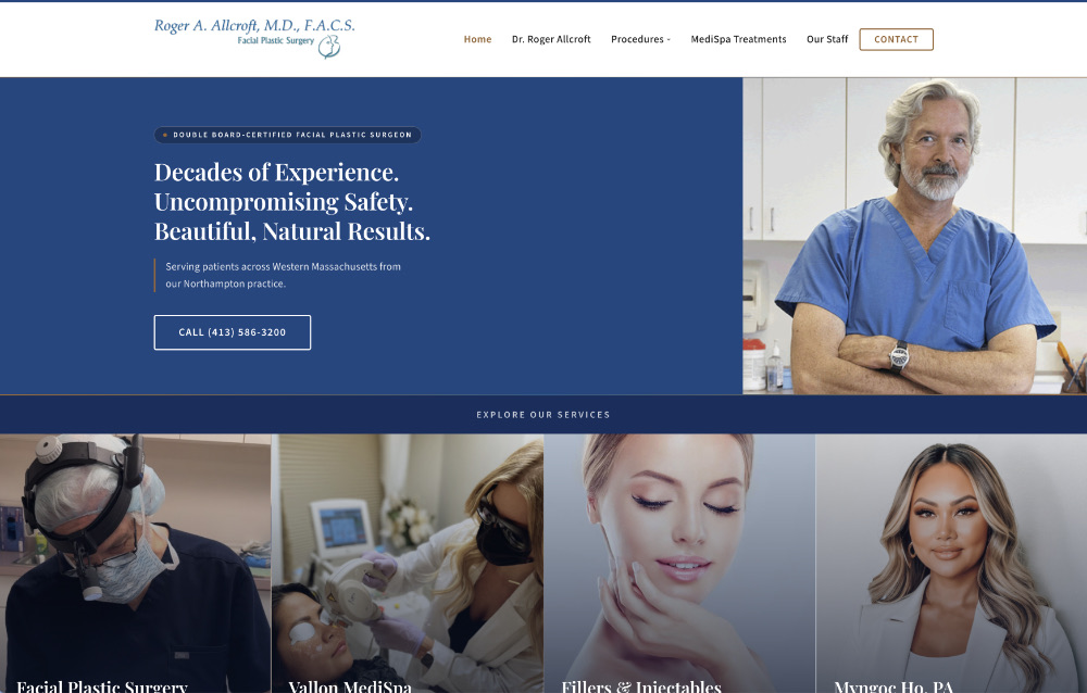 Roger A. Allcroft, M.D. facial plastic surgery website, Northampton MA