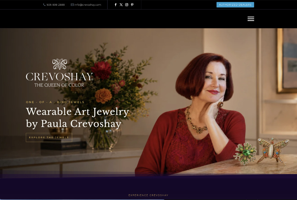 Crevoshay fine art jewelry website, New Mexico